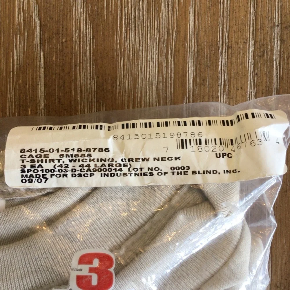 JWOD Skilcraft (3) Pack Tan Sand Army T-shirts DSCP Size Large 42-44